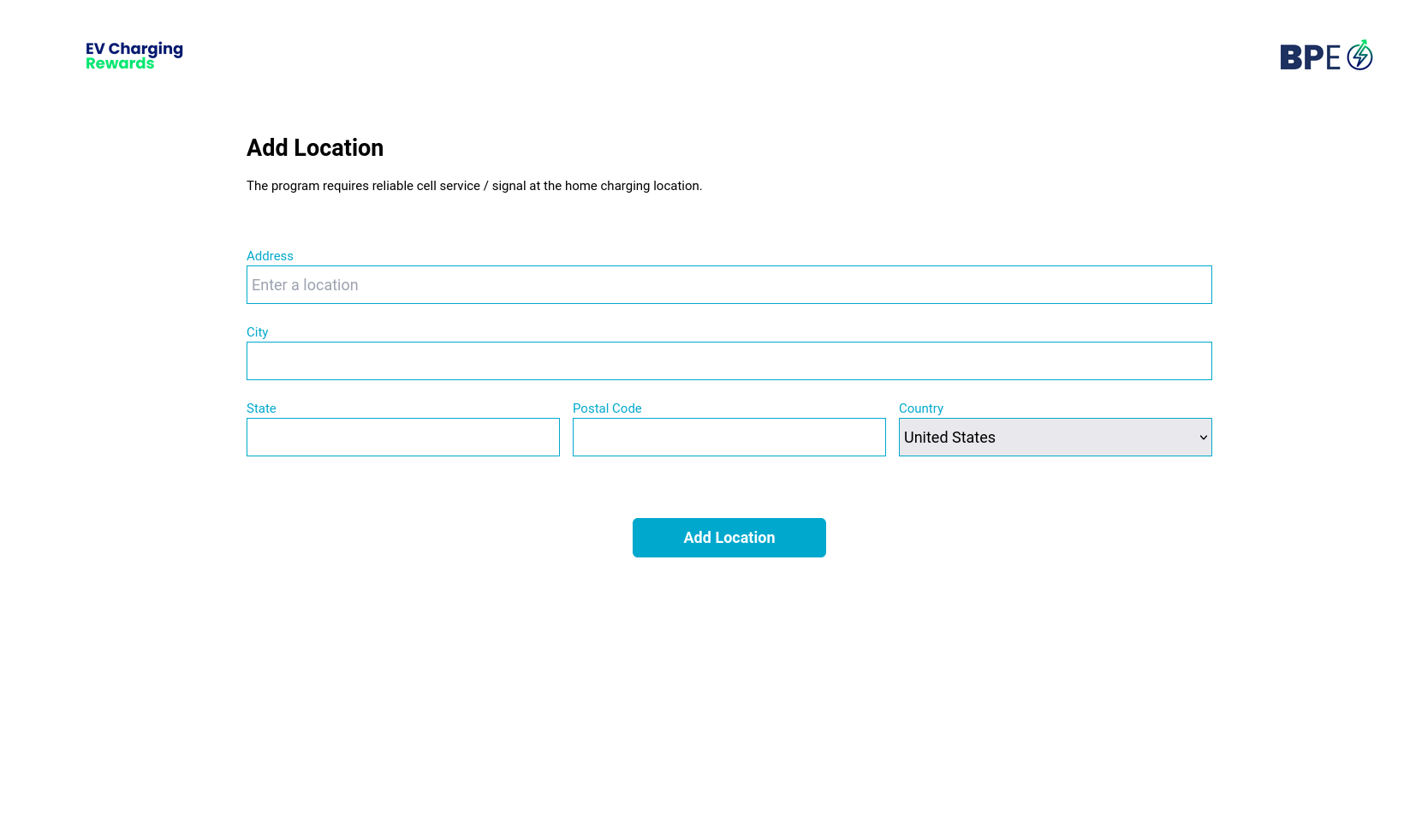 Defining location screen