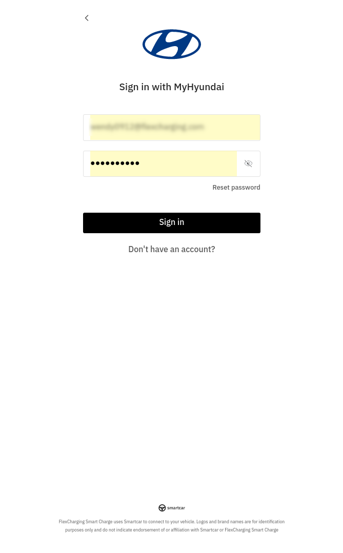 OEM sign in page via smartcar